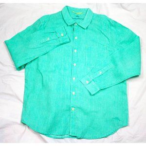 Tommy Bahama Mens Long Sleeve Shirt Cotton Aqua